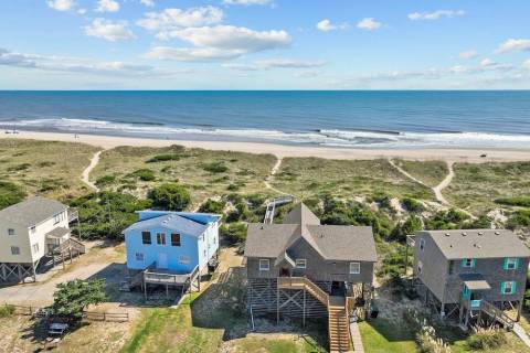 aerial view of hatteras island dog friendly vacation rental from brindley beach